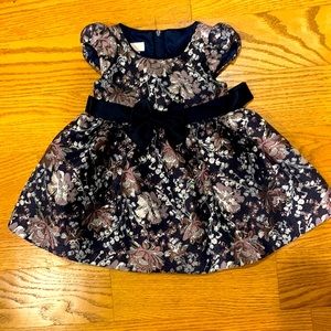 Gorgeous Bonnie Baby 12 Month Floral Dress. Black with pink and silver.